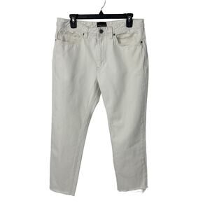 Abrand Men's jeans size 32x25.5 white chopped straight frayed hem stiff denim